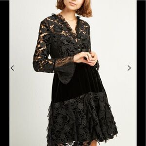 CYNTHIA VELVET LACE MIX DRESS